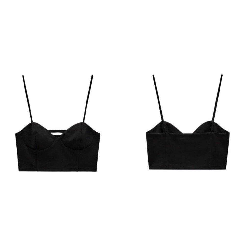 ZARA STRAP CROP TOP BLACK | 7901/176